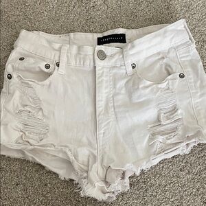 Aeropostale Women's White Distressed Jean Shorts